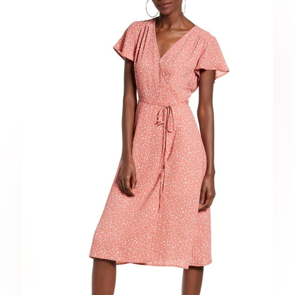 Leith Dot Midi Wrap Dress